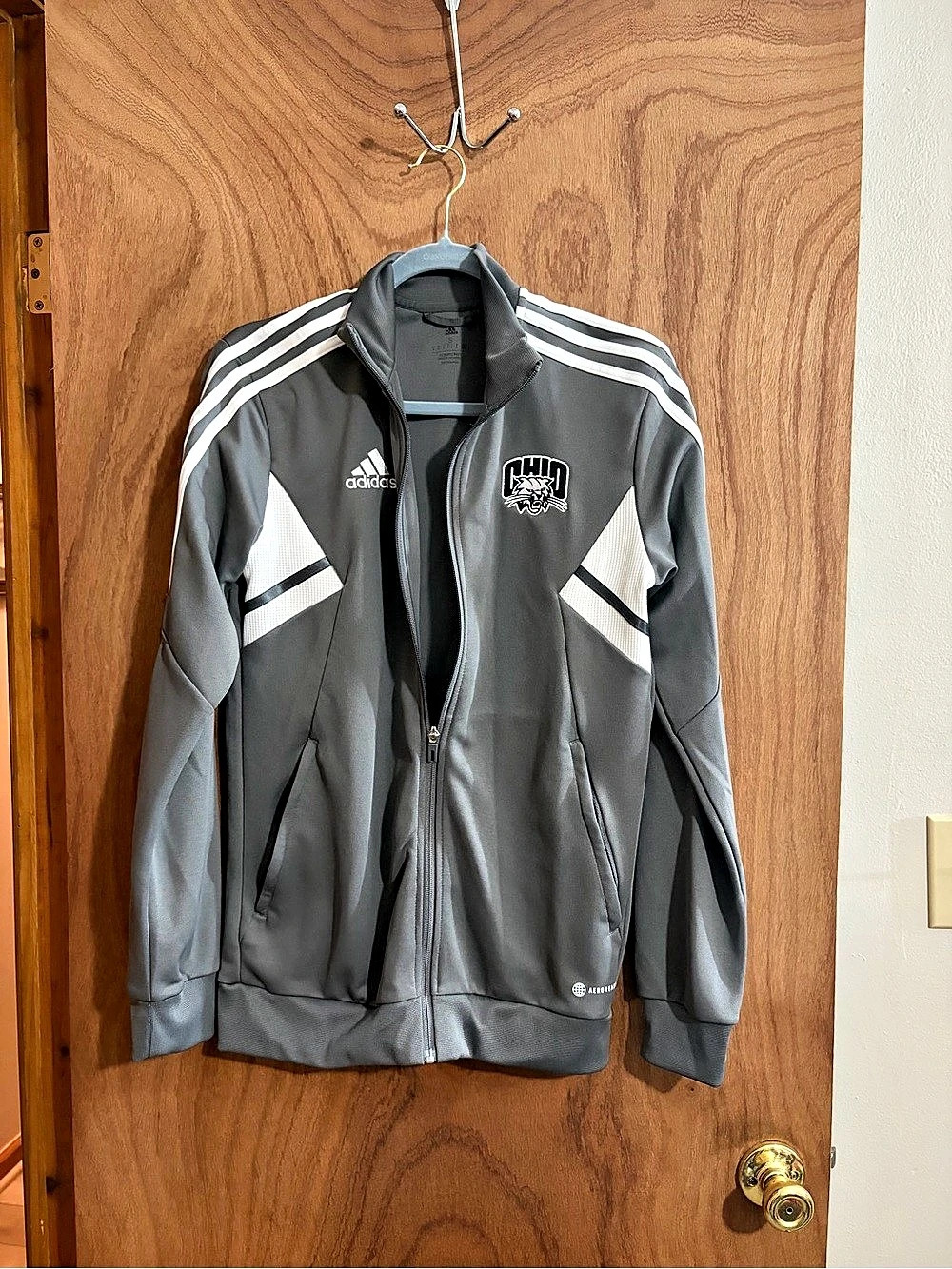 adidas Ohio Bobcats Adidas Aeroready Full-Zip Track Jacket Gray & White Small